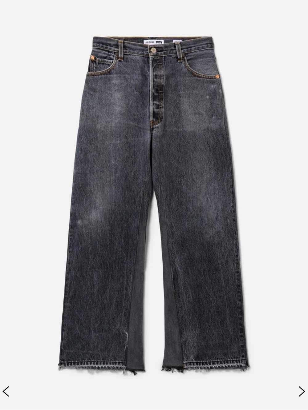 RE/DONE x Levi's High Rise Wide Leg Crop Jeans 27 Grey Vintage Reworked $395